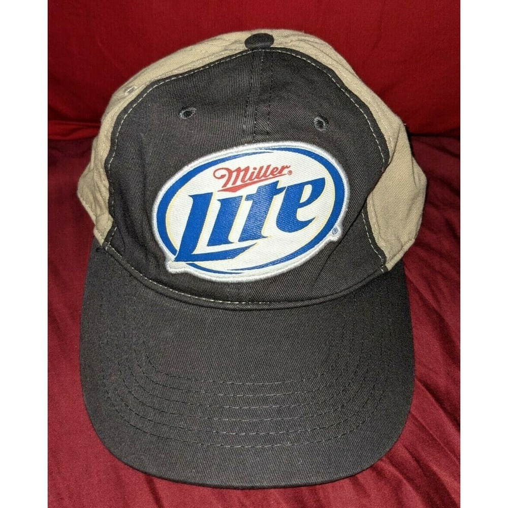 Miller Lite Beer Tan Adjustable Baseball Hat Cap Strapback Alcohol Advertising